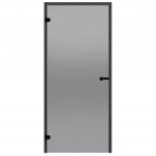 790x1890 mm, Smoky Grey/Pine stikla saunas durvis, melni nokrāsotаs
