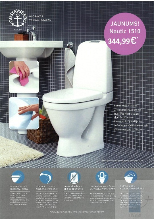 Nautic 1510 WC pods C+ Hygienic Flush ar SC vāku 1