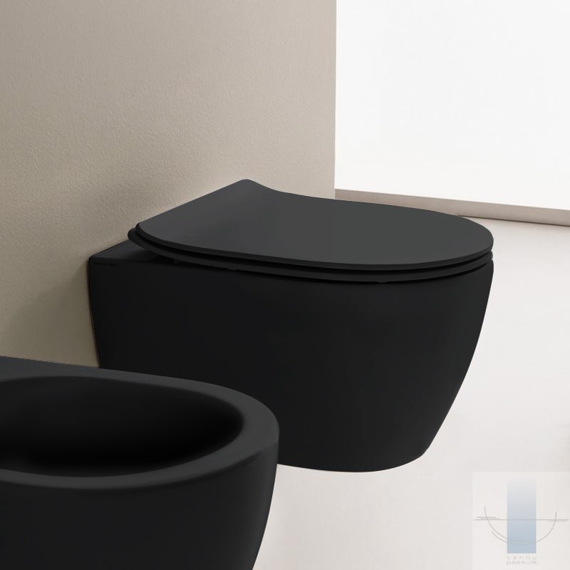 Scarabeo WC pods Moon Clean Flush ar SC vāku, 360x505 mm, melns matēts 1