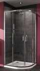 X1 dušas stūris 80x80, pusapaļš, caurspīdīgs stikls AP