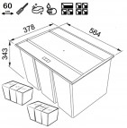 Easy Sort 60 atkritumu tvertne, 2x14,5L+2x7,5L 2