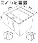 Easy Sort 45 atkritumu tvertne, 1x14,5L+2x7,5L 2