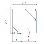 GDOL1+GBP dušas stūris, 1300x1000 mm, kreisais 10