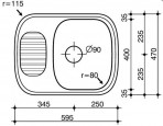 Regidrain (R) virtuves izlietne ar 1/2 plauktu, 595x470 mm  2