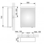 Skapis ar spoguli Royal Reflex.2 50x70 cm, kreisais, balts 4