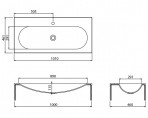 VANNAS ISTABAS IZLIETNE FLOW 1010x461x115 mm, Ceramic white 2