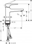 Hansgrohe Metropol izlietnes jaucējkrāns 100, push-open, BRB 2