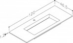 KAME Corian izlietne, bez krāna cauruma, 120 cm, matēta balta 2
