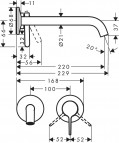 AXOR ONE izlietnes maisītājs ar sviras rokturi un snīpi 220 mm, MB 2