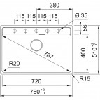 Кухонная мойка Maris MRG 610-72A с управлением pop-up, Матовый черный 3