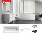 Ravak SETV8 vannas komplekts ar melnu maisītāju 180x80 cm, Balta