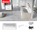 Ravak SETV14 vannas komplekts ar melnu maisītāju 170x70 cm, Balta