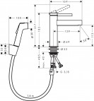 Hansgrohe Finoris izlietnes maisītājs 110, ar bidē, 160 cm, BRB 2