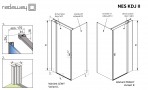 Komplekts NES KDJ II 90x90 cm dušas kabīne + PAA paliknis+ Sifons 10