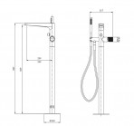 Omnires Contour brīvi stāvošs vannas maisītājs, Brushed anthracite 3