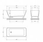 Omnires Parma M+ brīvi stāvoša vanna 159x71 cm, White/gloss black 3