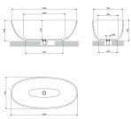 Omnires Shell M+ brīvi stāvoša vanna 175x78 cm, Matt white 3
