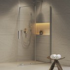Roll ROWI dušas siena ar durvīm Walk in 110, Hroms/Caurspīdīgs stikls