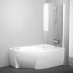 CVSK1 Rosa vannas sieniņa 160x170 cm, Balta/Transparent stikls