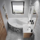 CVSK1 Rosa vannas sieniņa 160x170 cm, Satīns/Transparent stikls 4