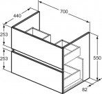 Eurovit vannas istabas skapītis 70 cm ar izlietni, 2A, Natural Oak 4