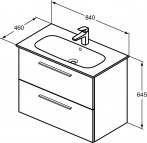Ideal Standard i.life A izlietne 84 cm+skapītis+rokturi, Quartz Grey 12