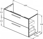 Ideal Standard i.life A izlietne 104 cm+skapītis+rokturi, Quartz Grey 11