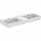 Extra dubultā izlietne ar slīpētu apakšu 121x45x15 cm, Balta