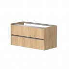 KAME City Izlietnes skapis, 100 cm, Light oak/Aluminum profiles
