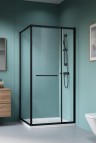 Alienta Black SD II dušas kabīne 90x80 cm, Melns/Caurspīdīgs