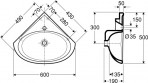 Aqua yгловая раковина 49 cm 2