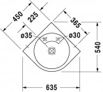 Architec stūra izlietne 45 cm 2