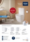 Bau Ceramic Rimless pods ar SC/QR SLIM vāku, Sānu Pieslēgums