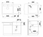 Кухонная мойка Blanco PLEON 6, SILGRANIT black, 61,5x51cm, manual 15