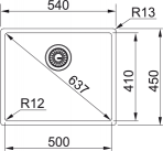 Box BXX 210/110-50 virtuves izlietne, 540x450 mm, Manuāla vadība 3