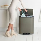 Brabantia Bo Step On atkritumu tvertne 2 x 30 L, Platinum 9