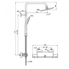 CERATHERM T50 dušas sistēma ar termostatu un plauktiņu 4