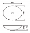 Jika Astra Oval izlietne uz virsmas 52x40 cm, Balta  2