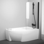 CVSK1 Rosa vannas sieniņa 140x150 cm, Melns/Transparent stikls