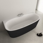 Dea brīvi stāvoša vanna pret sienu 180x80 cm, Melna matēta 4