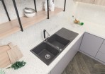 Deante Andante Granīta izlietne, 2 bļodas, Anthracite Metallic 2