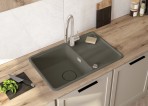 Deante Momi Granīta izlietne, 1 bļoda, Anthracite Metallic 4