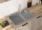 Deante Momi Granīta izlietne, 1 bļoda, Metallic Grey 4
