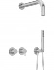 Deante Silia dušas sistēma ar horizontālu jaucējkrānu, Brushed Steel