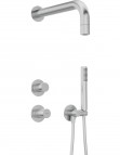 Deante Silia Hexa dušas sistēma ar fiksētu dušas galvu, Brushed Steel