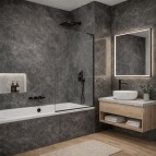 Duko vannas sieniņa VITE BLACK 70x150 cm