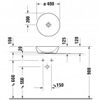 Duravit izlietne D-Neo, d=400 mm, uz virsmas, balta 8