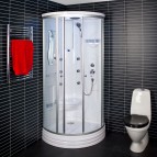 Masāžas dušas kabīne 6005, Sudraba profils/Caurspīdīgs stikls 7