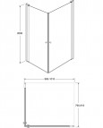 Dušas stūris 80 x 100 cm, pulēti profili, 6mm stikls 5