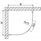 Dušas stūris 80 x 80 Round Black 5252 (caurspīdīgs stikls )  2